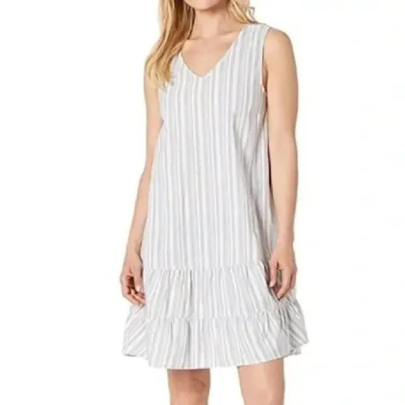 FRESH PRODUCE Dress, L, Melody, Tiered Skirt, V-neck, Crisp cotton, Stripes - Picture 14 of 14